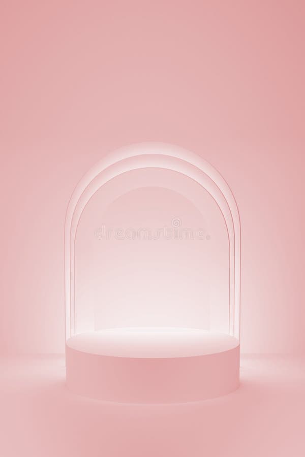 Fundal de podium realist 3D un podium cilindric roz pe gradient deschis alb roz. royalty free illustration