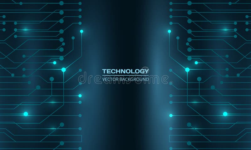 Fundal de tehnologie albastru închis cu linie de circuit. Conceptul digital tehnic de rețea futuristă. stock illustration