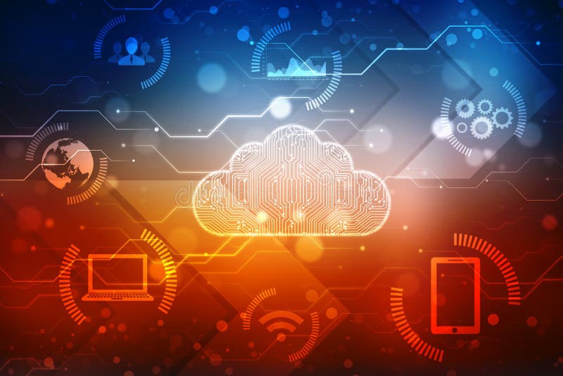 Fundal digital abstract pentru conceptul de cloud computing vector illustration