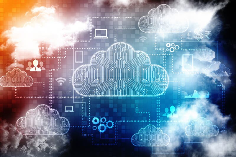 Fundal digital abstract pentru conceptul de cloud computing vector illustration