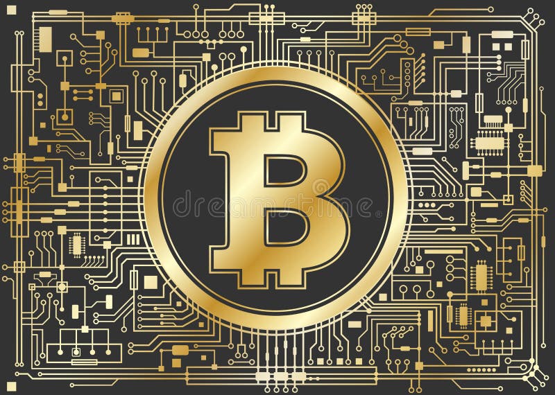 Fundal digital bitcoin de aur vector illustration