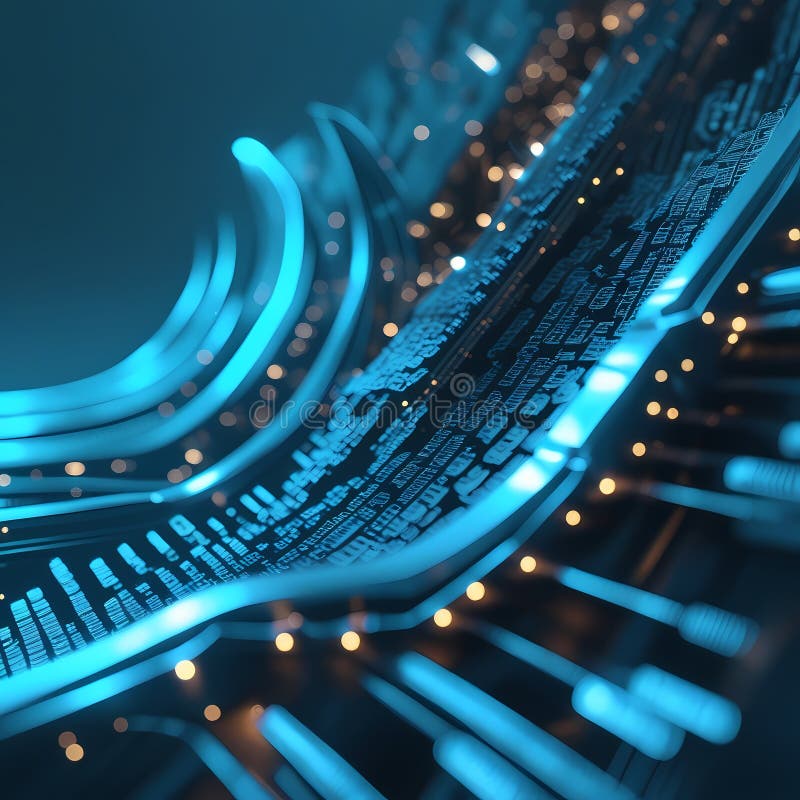 Fundal din fibră optică cu multe puncte de lumină. Nucleu neon : HighTech Futuristic Circuit Board în stil Cyberpunk vector illustration