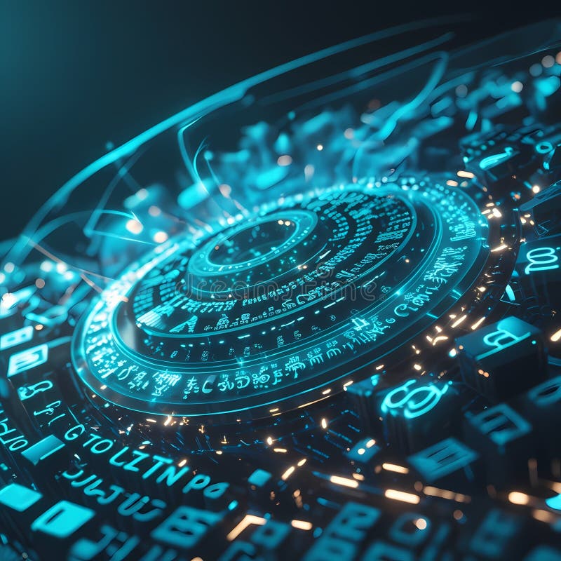 Fundal din fibră optică cu multe puncte de lumină. Nucleu neon : HighTech Futuristic Circuit Board în stil Cyberpunk vector illustration