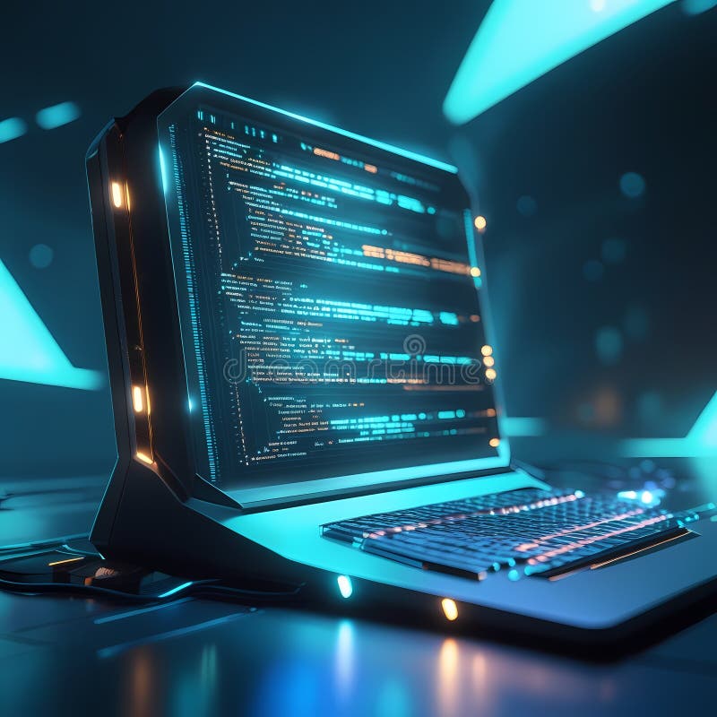 Fundal din fibră optică cu multe puncte de lumină. Nucleu neon : HighTech Futuristic Circuit Board în stil Cyberpunk stock illustration