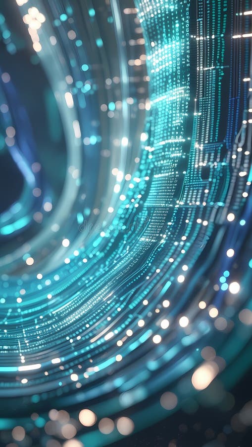 Fundal din fibră optică cu multe puncte de lumină. Nucleu neon : HighTech Futuristic Circuit Board în stil Cyberpunk stock illustration