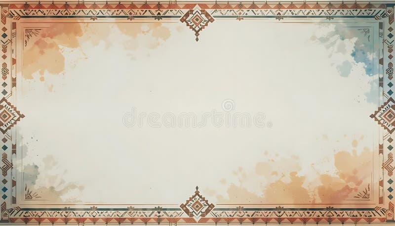 Fundal etnic decorativ cu accente de acuarelă și modele geometrice vector illustration