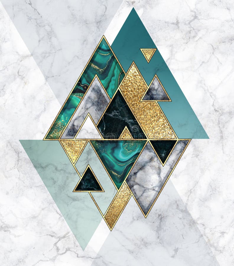 Fundal geometric abstract mozaic modern marmură în triunghiuri de culoare verde-malachite, triunghiuri de piatră albă neagră, foli royalty free stock images