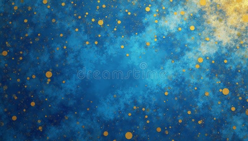 Fundal gradient albastru cu puncte de aur împrăștiate în tipar celest vector illustration