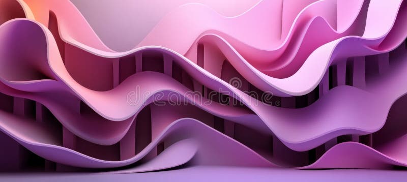Fundal gradient monocromatic Pastel Lilac și Pink 3D Wave Model Minimalist pentru text generat de AI
