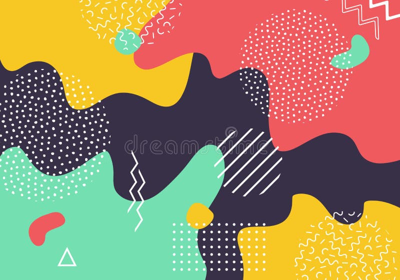 Fundal grafic pop abstract vectorial cu linii și puncte. spline lichide moderne din forme geometrice vector illustration