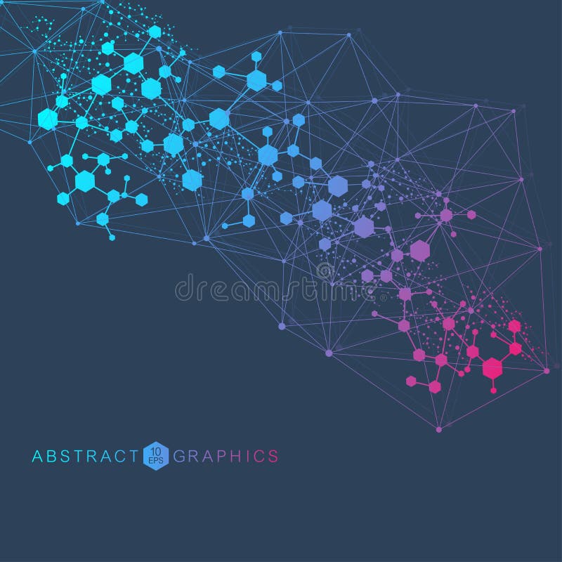 Fundal mare de vizualizare a datelor. fundal virtual virtual futurist modern. model rețea științifică care conectează royalty free illustration