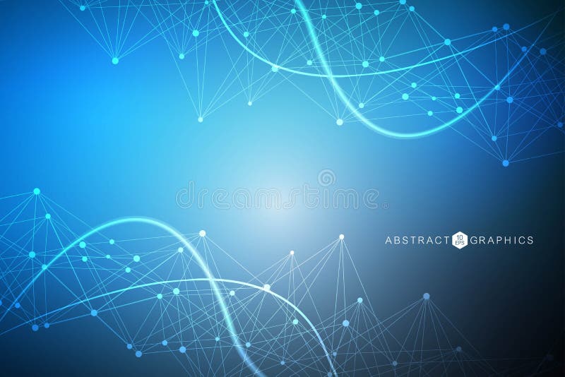 Fundal mare de vizualizare a datelor. fundal virtual virtual futurist modern. model rețea științifică care conectează vector illustration