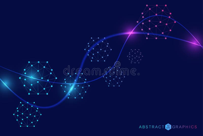 Fundal mare de vizualizare a datelor. fundal virtual virtual futurist modern. model rețea științifică care conectează vector illustration