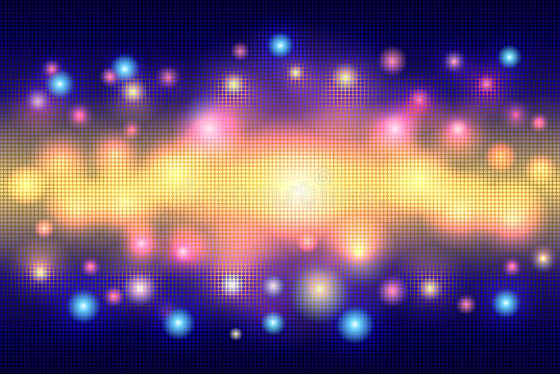 Fundal mozaic abstract multicolorat, sumar, compus din puncte cu un centru strălucitor și un flash luminos vector illustration
