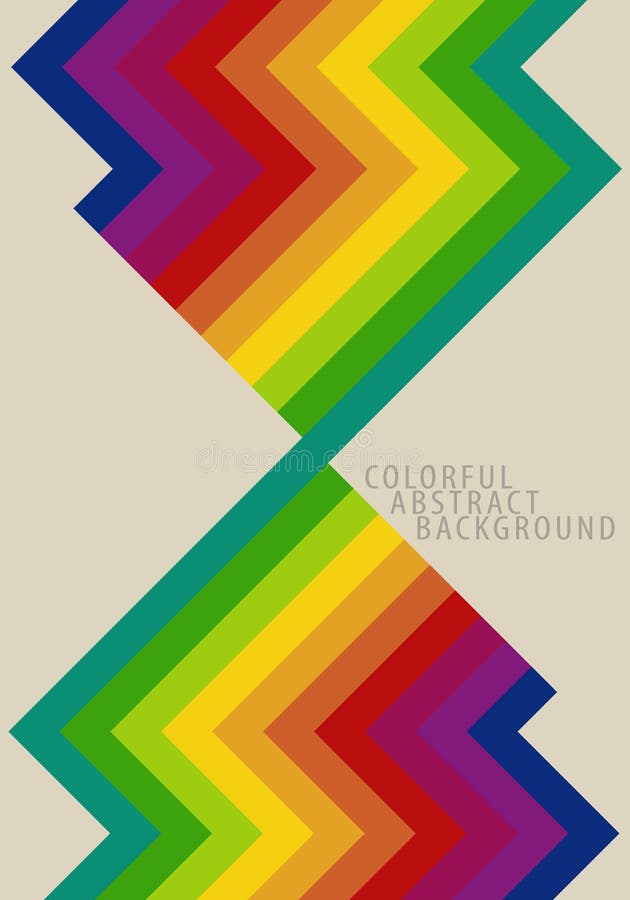 Fundal retrozigzag cu model curcubeu stock illustration