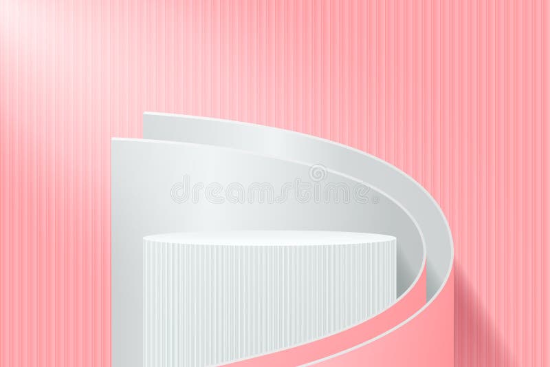 Fundal roz 3d abstract. machetă minimalistă modernă pentru prezentarea afișării produselor. piedestalul cilindrului roz realist vector illustration