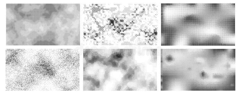 Fundal semiton. Model cu puncte semiton grunge, cu textură estompată a zgomotului, efect de fundal pixelat retro și gradient abstr vector illustration
