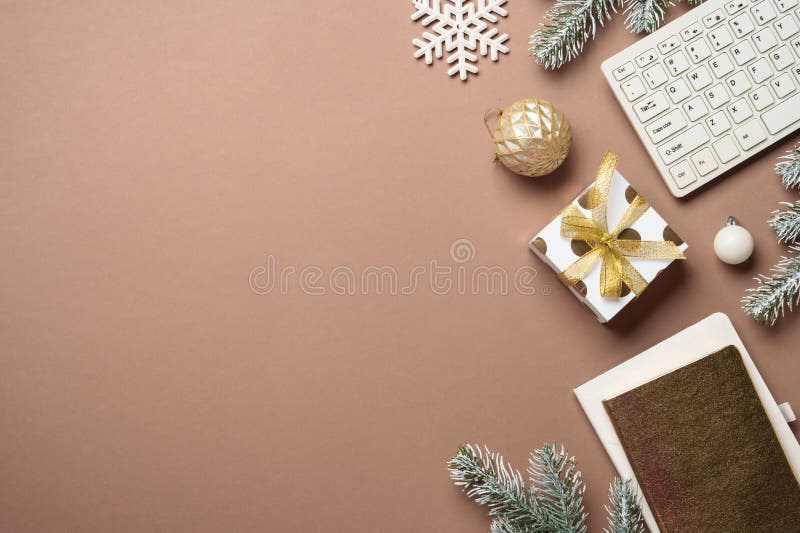 Fundal spațiu de lucru pentru biroul de iarnă. stock photography