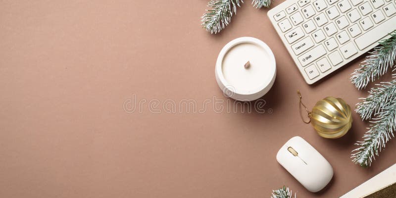 Fundal spațiu de lucru pentru biroul de iarnă. stock photo