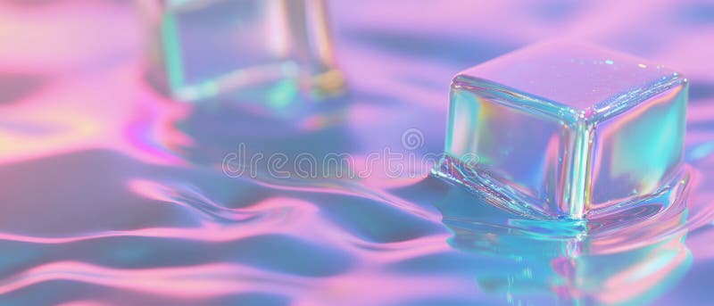 Fundal sumar abstract al cuburilor 3D care provin dintr-un lichid sclipitor vector illustration
