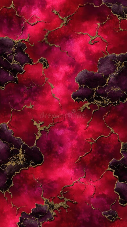 Fundal texturat abstract, cu nuanțe de roșu și violet profunde și vene aurii strălucitoare, ideale pentru modele luxoase royalty free stock photos