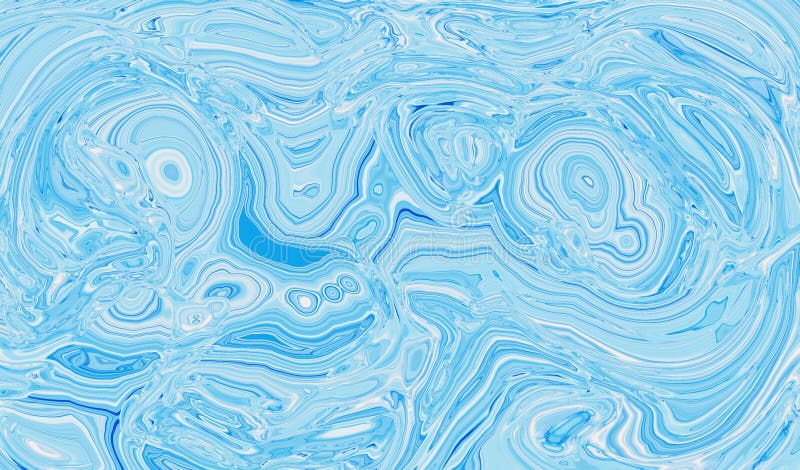 Fundal texturat cu vopsea lichidă abstractă de culoare albastru deschis, cu spirale decorative și vârfuri royalty free stock images