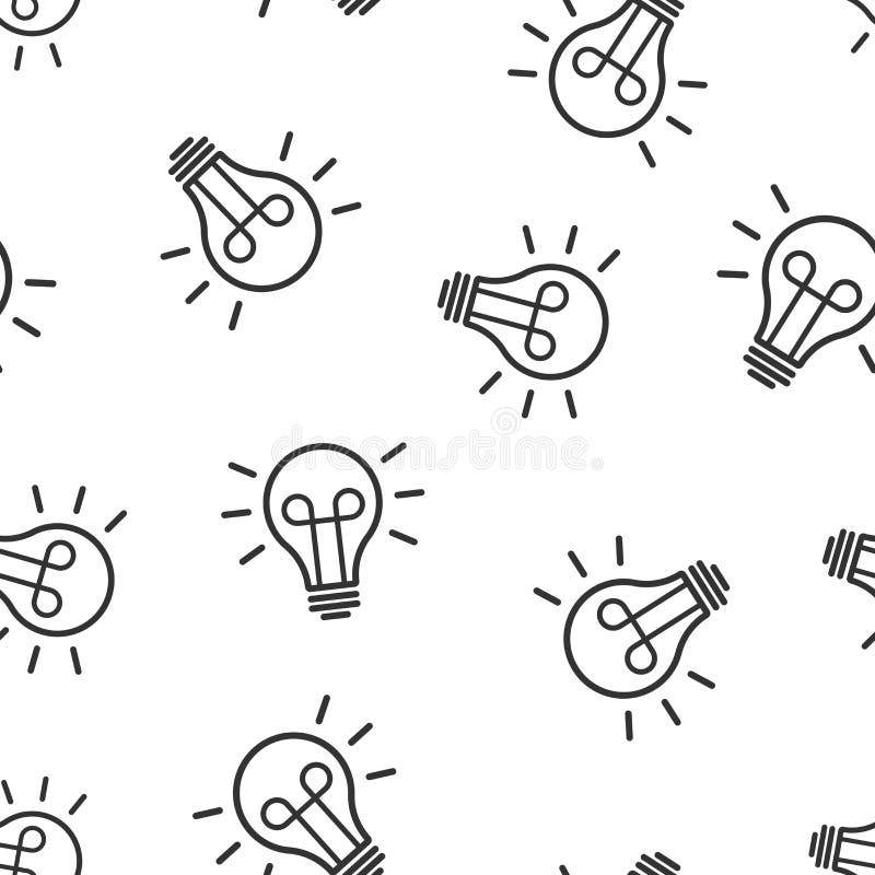 Fundal tipar fără sudură cu bec. ilustrare vectorială bec. simbol idee lampă stock illustration