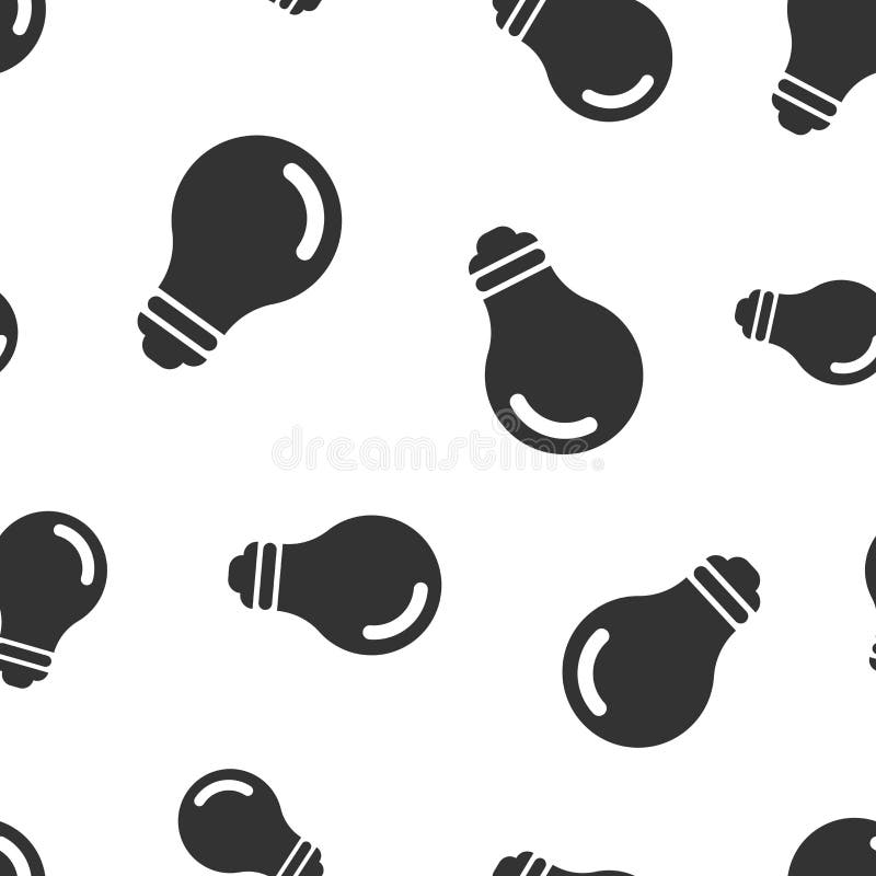 Fundal tipar fără sudură cu bec. ilustrare vectorială bec. simbol idee lampă stock illustration