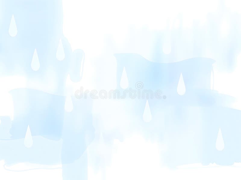 Fundal vibrant de acuarelă abstractă cu un cer albastru pastel senin moale cu picături de ploaie capricioase stock illustration