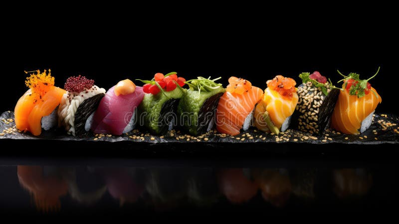 Fundal vibrant pentru meniu sushi negru royalty free illustration