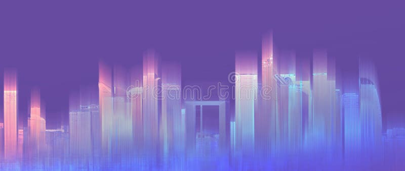 Fundal violet în oraș colorat futurist neon. fundal oraș abstract royalty free stock photography