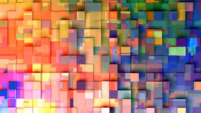 Fundal VJ retro pixelat : textură fonică pătrată animată cu tentă statică și cu buclă fără sudură, tipar suprapus stock illustration