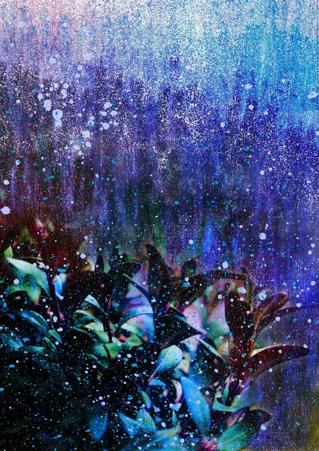 Fundo abstrato com folhas azuis, tema do inverno do fundo dos desenhos animados, paisagem abstrata do inverno, tema da noite do i ilustração do vetor Fundo abstrato com folhas azuis, tema do inverno do fundo dos desenhos animados, paisagem abstrata do inverno, tema da noite do i ilustração do vetor