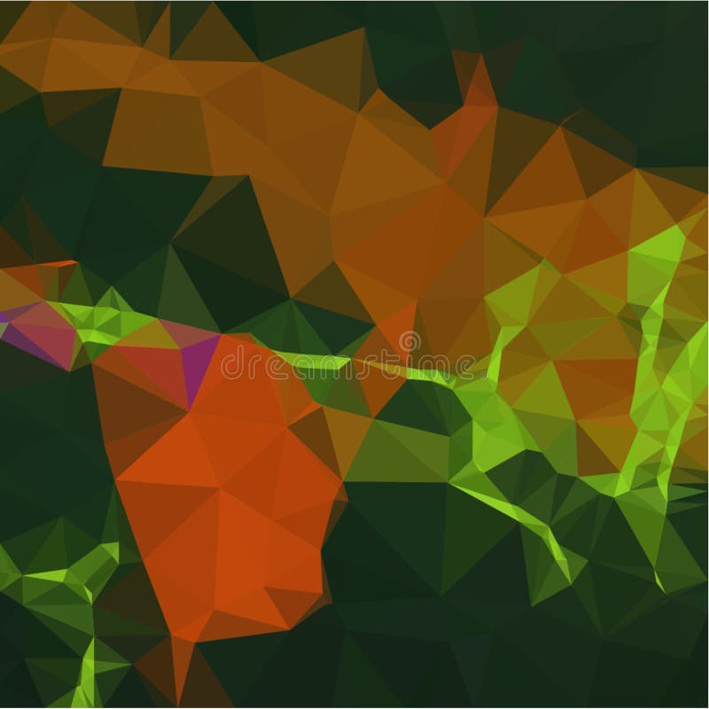 Fundo abstrato da luz da cor alaranjada e verde e de fragmentos escuros ao estilo de baixo-poli ilustração do vetor Fundo abstrato da luz da cor alaranjada e verde e de fragmentos escuros ao estilo de baixo-poli ilustração do vetor