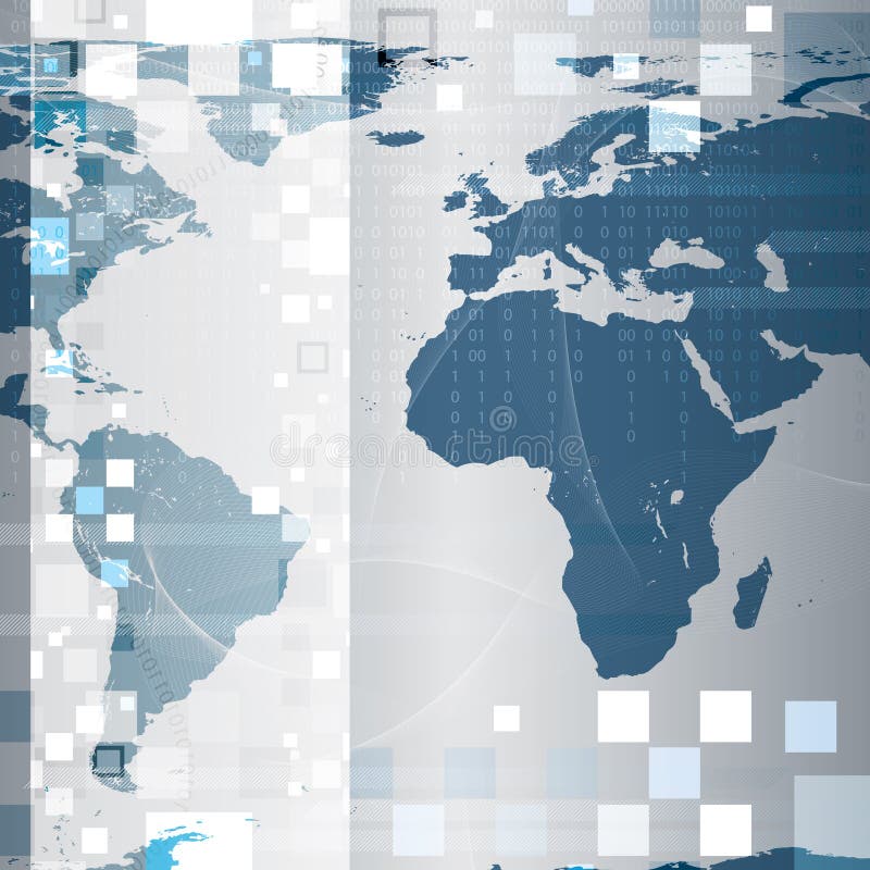 Fundo abstrato do mapa do mundo da tecnologia ilustração royalty free Fundo abstrato do mapa do mundo da tecnologia ilustração royalty free