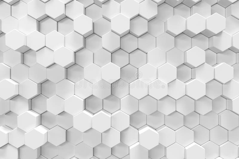Fundo abstrato geométrico hexagonal branco, renderização 3D ilustração stock