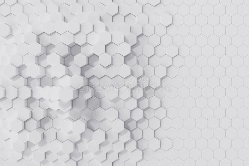 Fundo abstrato geométrico hexagonal branco. Renderização 3D ilustração stock