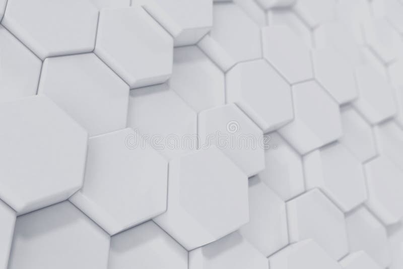 Fundo abstrato geométrico hexagonal branco. Renderização 3D ilustração royalty free