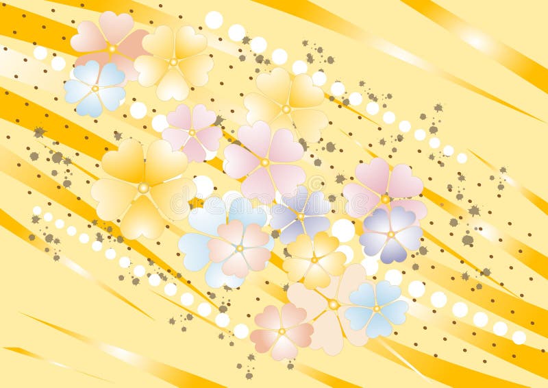 Fundo amarelo do nuance com flores. Fundo. ilustração stock Fundo amarelo do nuance com flores. Fundo. ilustração stock