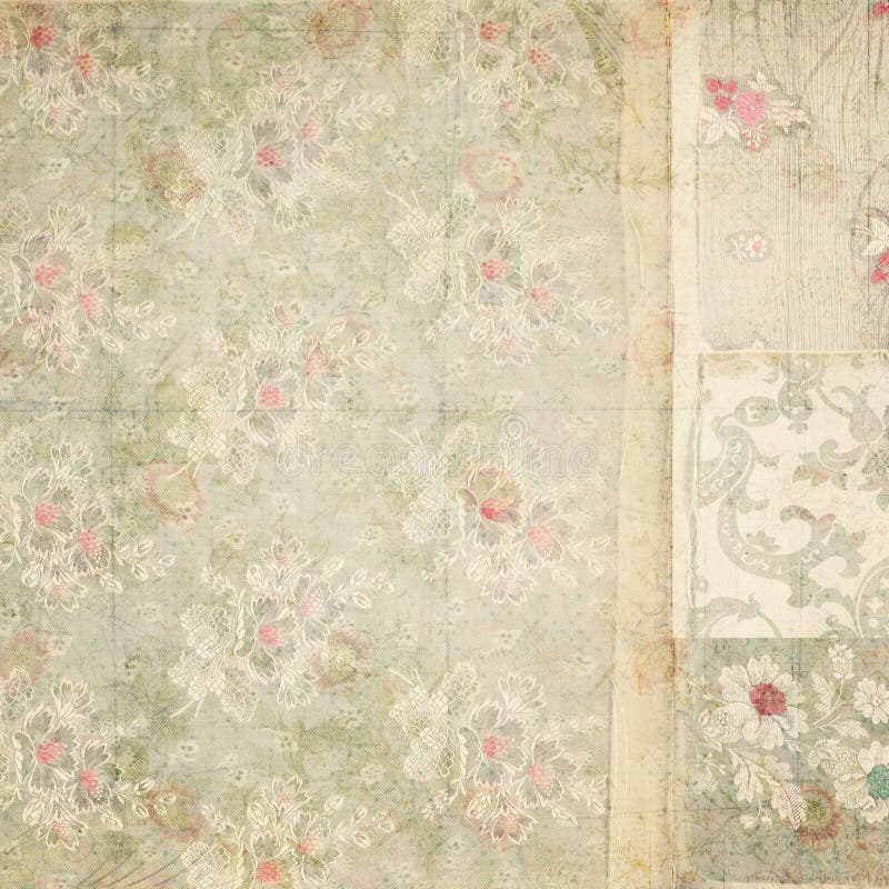 Fundo antigo da colagem do papel de parede floral do vintage