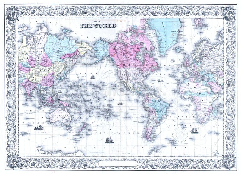 Fundo antigo retro do mapa do mundo