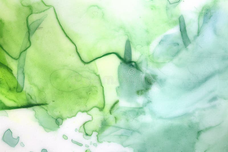 Fundo artístico com cursos, gotas, marcas e lavagens verdes da escova do watercolour ilustração do vetor Fundo artístico com cursos, gotas, marcas e lavagens verdes da escova do watercolour ilustração do vetor