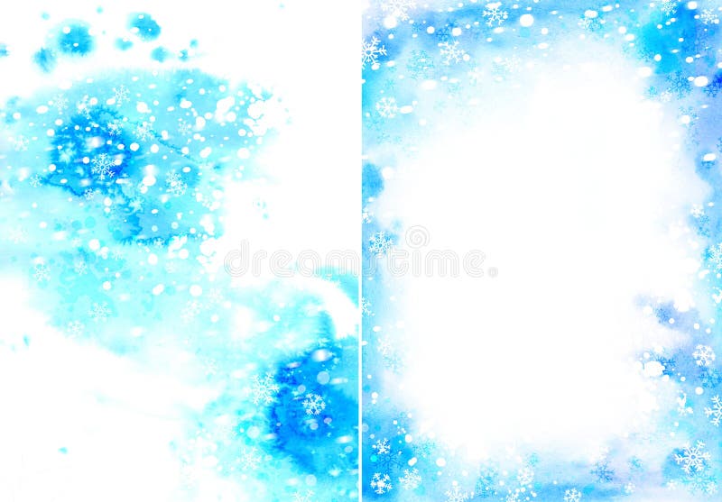 Fundo azul da aquarela do Natal com flocos de neve ilustração do vetor Fundo azul da aquarela do Natal com flocos de neve ilustração do vetor