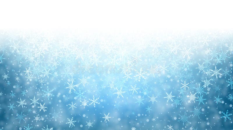 Fundo azul de inverno com flocos de neve ilustração do vetor