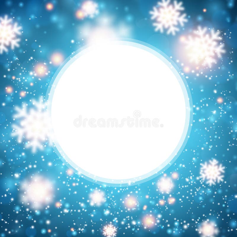 Fundo azul do inverno com flocos de neve ilustração royalty free
