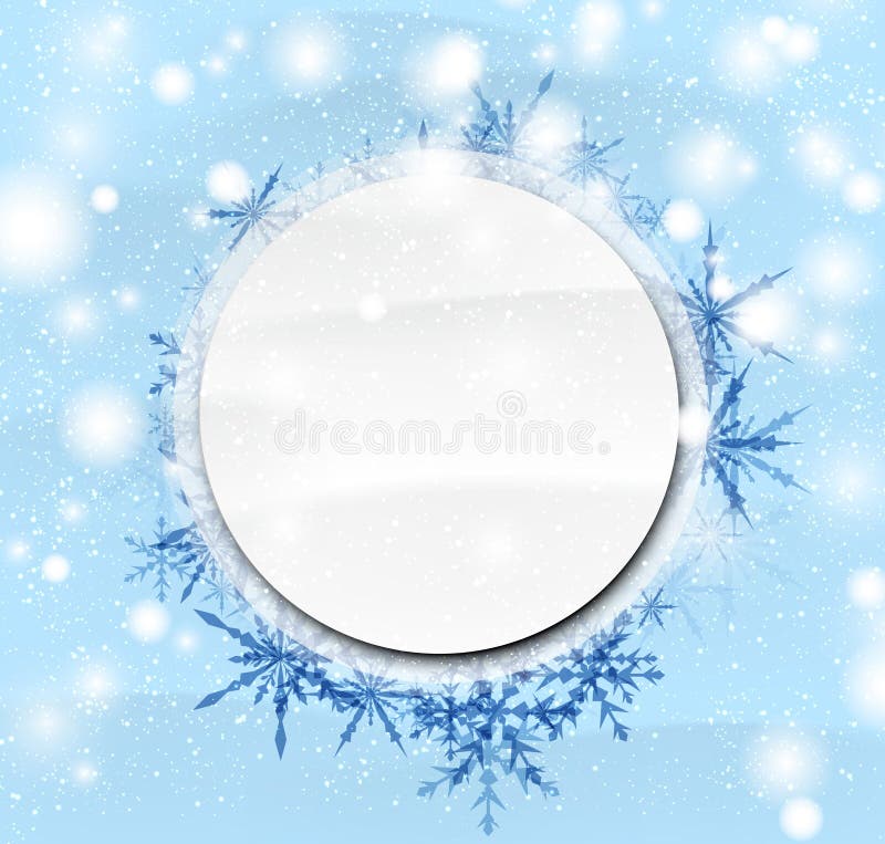 Fundo azul do inverno com flocos de neve ilustração do vetor