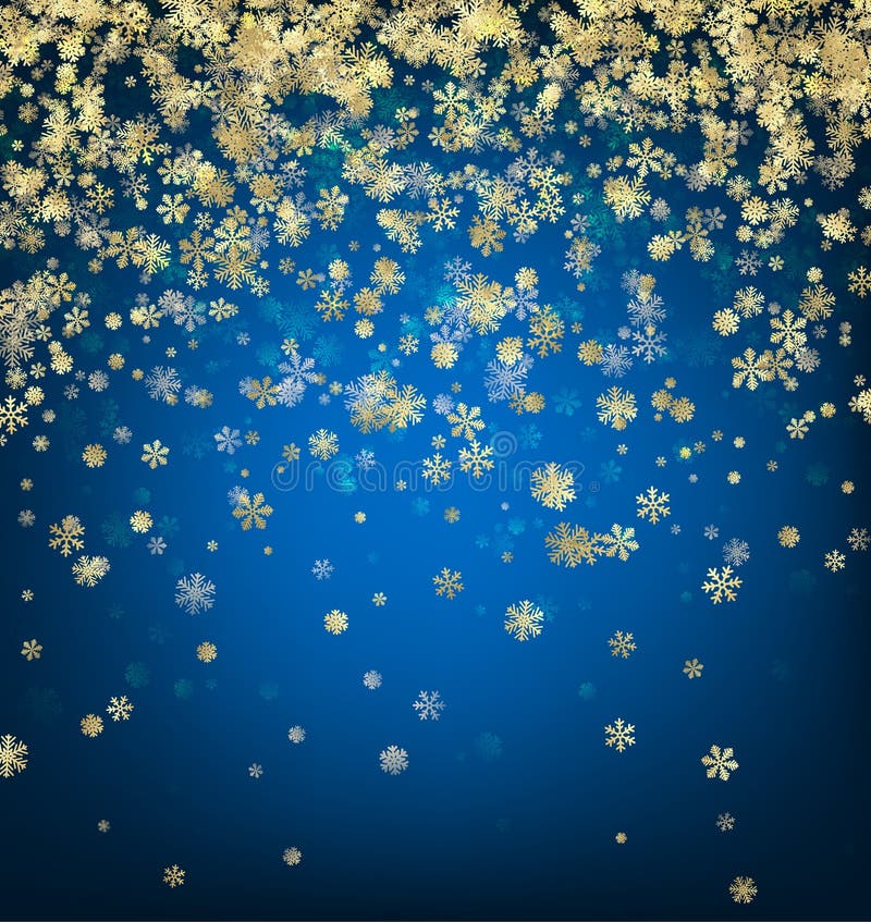 Fundo azul do inverno com flocos de neve ilustração royalty free