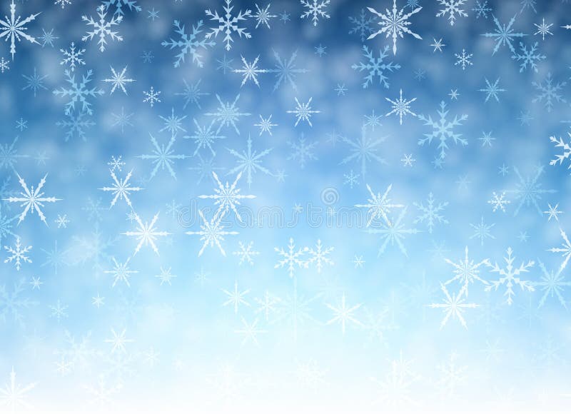 Fundo azul do inverno com flocos de neve ilustração stock