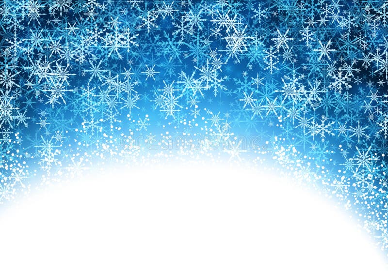Fundo azul do inverno com flocos de neve ilustração stock