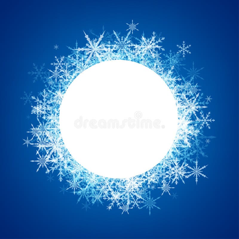 Fundo azul do inverno com flocos de neve ilustração royalty free